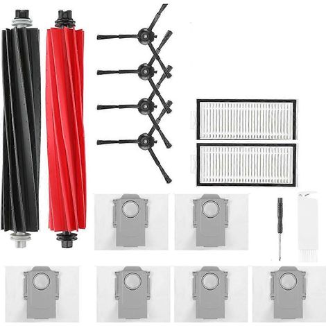 Kit d'accessoires pour aspirateur robot Roborock Q5 Max+ / Q5 DuoRoller+ : brosse principale, filtre HEPA, chiffon de nettoyage et sacs à poussière. (1/5)