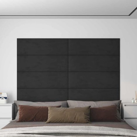 Wandkopfteilen 12 pcs Schwarz 90 x 30 cm Samt (1/5)
