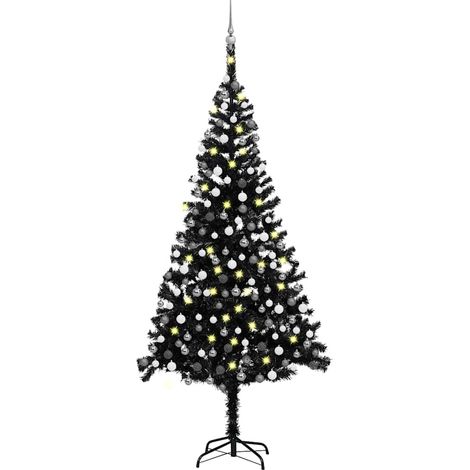 Künstlicher Weihnachtsbaum Beleuchtung & Kugeln Schwarz 240 cm