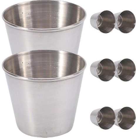 Lot de 8 gobelets de camping en métal, petits verres à vin en acier inoxydable, gobelets portables (1/5)