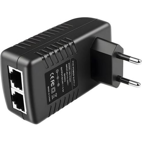 48V 0,5A PoE-Injektor-Adapter, 10/100-Mbit/s-Ethernet-Wandadapter, PoE-Wandinjektor mit europäischem Stecker, Plug & Play für Netzwerk-Switches, IP-Kameras, Access Points und drahtlose Video-Gegenspre (1/5)