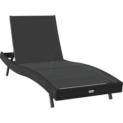 Maison Exclusive - Sonnenliege Schwarz 197 x 70 x 82 cm Poly-Ratt