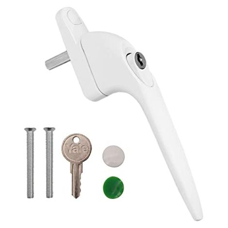 Yale YES-WINH-WH Essentials - Maniglia di ricambio universale per finestre in UPVC, chiusura a chiave, finitura bianca, 40 mm (1/3)