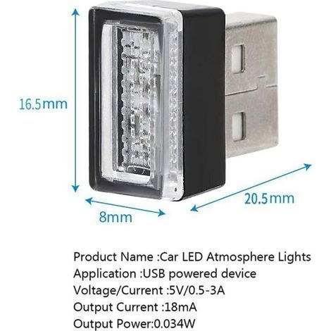 Lumières d'ambiance LED pour voiture, lot de 5, alimentation USB. (1/4)