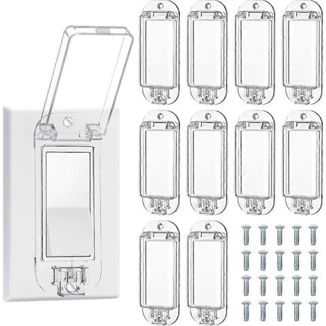 Lot de 10 cache-interrupteurs transparents, résistants et étanches, pour interrupteurs à bascule. Protègent les ampoules et les circuits. (1/5)