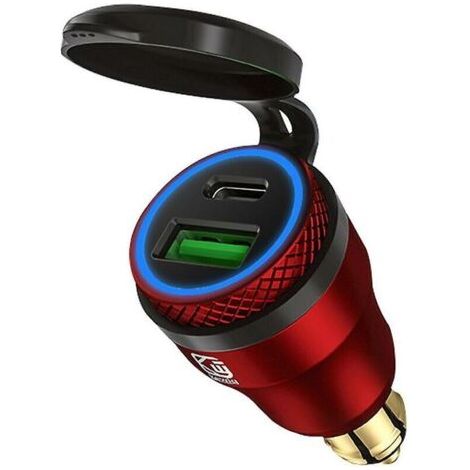 Pair Moto étanche 12v 24v Qc3.0 Usb Type C Pd chargeur rapide adaptateur secteur Hella Din prise prise pour Ducati moto rouge 3 (1/5)