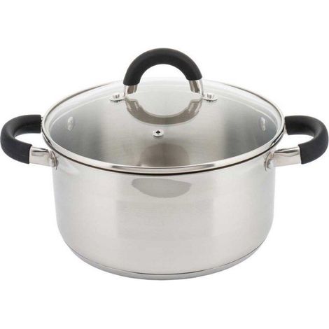 Marmite - Acier Inoxydable - Fond Multicouche 5 mm - Compatible Induction - Couvercle Verre - 12 cm - 0,5 L (1/2)