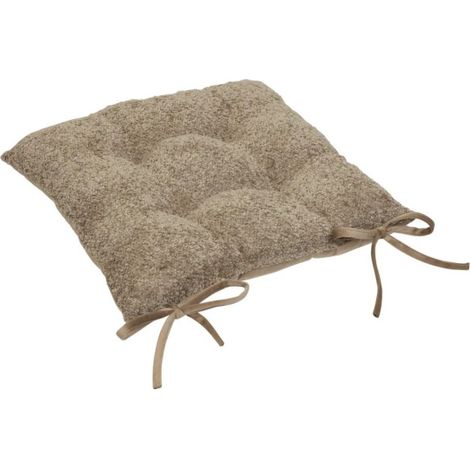 Galette de Chaise Bouclette "Soana" 38x38cm Lin (1/4)