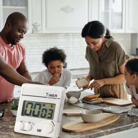 Minuteur de cuisine numérique avec support magnétique puissant, alarme sonore, grand écran, idéal pour la gestion du temps, le sport, la pâtisserie et les œufs. (1/5)