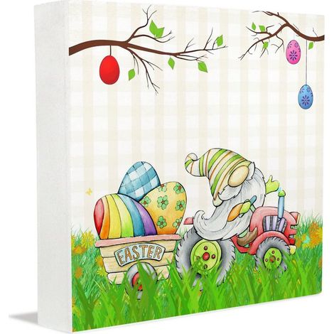 Cadeaux photo, décorations de Pâques pour la maison, panneau décoratif en bois pour étudiants, décoration rustique de bureau, panneau carré pour bureau. (1/5)
