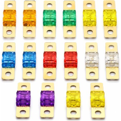 Fusible Voiture, Fusibles Midi Voiture 20A 30A 40A 50A 60A 80A 100A 120A 32V Bolt-on, Mini Fusibles Voiture, Fusibles à Lame pour Voiture Camion Moto Camping-car Bus Véhicules Agricoles (1/5)