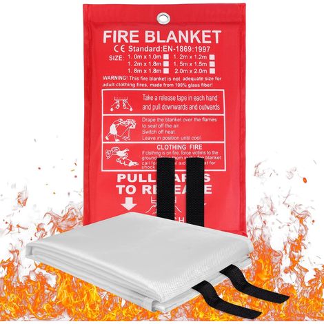 1.5mx1.5m Couverture Anti Feu, Lot de 1 couvertures Antifeu pour la Maison et la Cuisine, Couverture d'incendie de Secours de Fibre de Verre, Protection Ignifuge et Isolation Thermique.