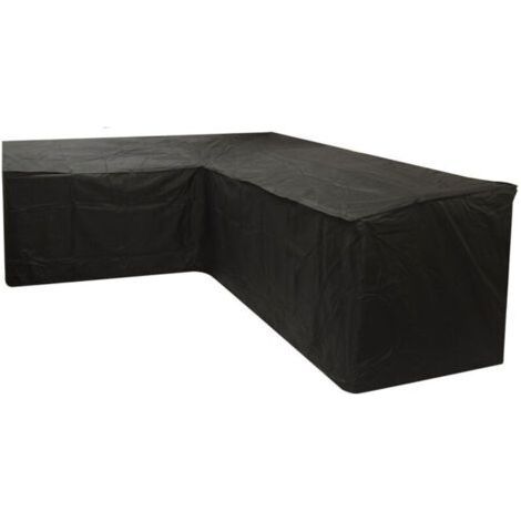 L-shaped garden sofa cover, waterproof, windproof, UV-resistant, Oxford fabric for rattan corner sofa, 21521587cm – Black