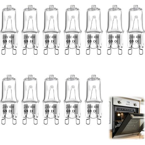 12er-Pack G9 40W 230V Dimmbare Halogenlampen Warmweiß 2700K, 300°C Toleranz, Ideal für Backöfen, Mikrowellen, Herde, Kronleuchter, Deckenleuchten [Energieklasse G] (1/5)