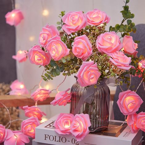 6.6ft 20led Catena Luminosa Led A Batteria Fiore Rosa Diametro 7cm, Pe (Polietilene) Rosa (1/5)