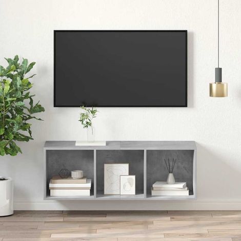 TV-Wandschrank Betongrau 37x37x107 cm Holzwerkstoff