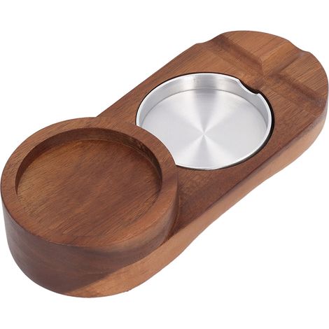 Porte-verre à whisky et cendrier combinés, de forme ovale, pour restaurant et bar de luxe au style rétro. Porte-verre à whisky et cendrier intégrés, en bois. (1/5)