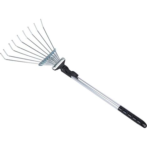 Râteau à Feuilles de Jardin Rétractable 9 Dents en Acier pour Jardin  Manche Antidérapant, Usage Cour et Terrain, Outil de Nettoyage pour Feuillage Sec (1/5)