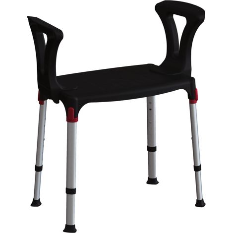 sedia da bagno regolabile con braccioli colore nero, 50x30x39/54 cm