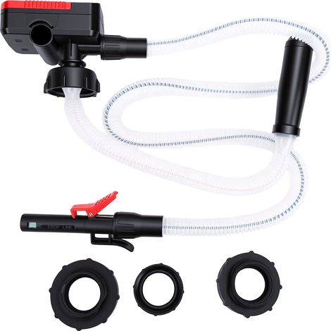 Pompe de transfert de carburant automatique avec fonction d'arrêt automatique, tuyau de 48 pouces, 3 adaptateurs, 3,2 GPM, fonctionne sur batterie. (1/5)