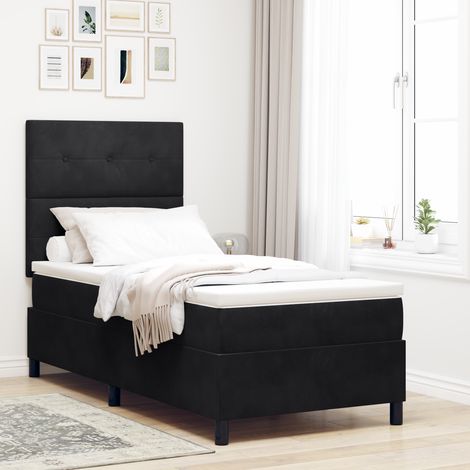 vidaXL Box Spring Bed with Mattress & LED Black 80x200 cm Velvet (1/5)