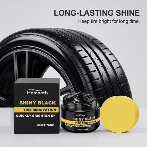 2setKit de soin pour pneus de voiture, pâte rénovatrice et lustrante avec éponge, kit d'entretien et de nettoyage pour pneus, disponible en 1/2/4 kits. (1/5)