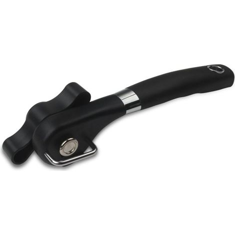 Food-grade manual safety can opener with ergonomic smooth edge and non-slip handle for kitchen and restaurant use, perfect opening (black) (1/5)