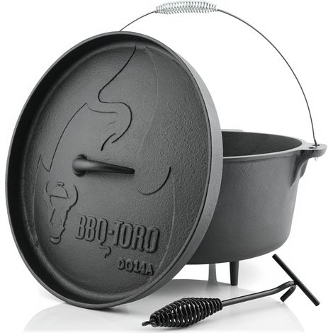 BBQ-Toro Dutch Oven DO14A, 13,3 L Alpha Gusseisen Kochtopf, Gusstopf