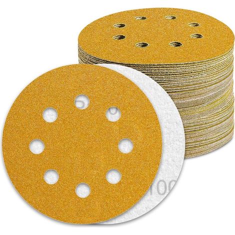 Disque Poncage 125mm Grain 100 Papier Poncer 100pcs Disques Abrasif pour Ponceuse Excentrique Papier de Verre (1/5)