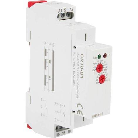 Relais Temporisé, GRT8-B1 Mini Relais Temporisé de mise hors tension Type de rail DIN AC/DC 12V 240V Relais à Retardement (1/5)
