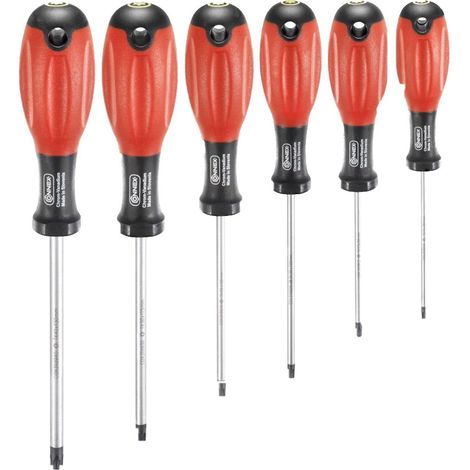 Connex COX310996 Tournevis TX avec Manches 2-Composants, ArgentNoirRouge, Set de 6 Pièces (1/2)