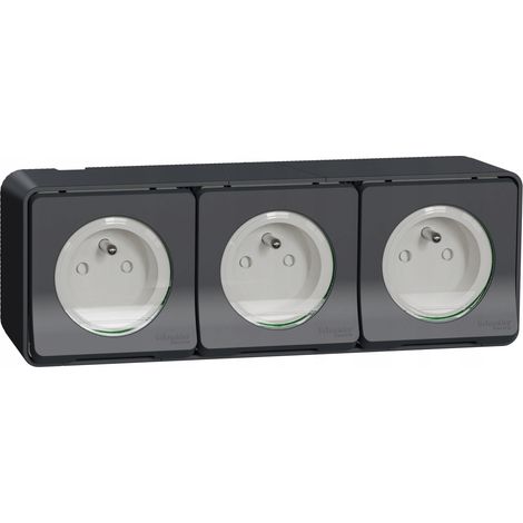 2 P+E STECKDOSE - DREIFACH - GRAU - OBERFLÄCHE - SCHNEIDER ELECTRIC MUR36037