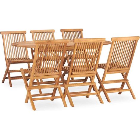 Set de comedor de jardín plegable 7 pzas madera maciza de teca vidaXL (1/5)