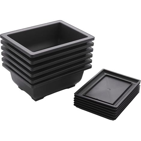 Bonsai Pots Classic Deep Wet Tray with Built-in for Plants Flowers Herbs Square Plastic Pots