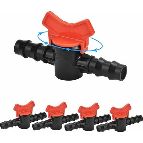Set di 5 valvole deviatrici per irrigazione a goccia, valvole a slitta per raccordo tubo flessibile con doppia filettatura maschio da 1/2 pollice, raccordo tubo flessibile dritto con chiusura di sicur (1/5)