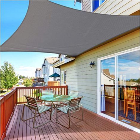 AIDUCHO 2x4m Gris Voile D’ombrage Rectangulaire, Toile Imperméable Une Protection Des Rayons Uv À 95%, Voile Ombrage Pour En Plein Air, Jardin & Terrasse (1/4)