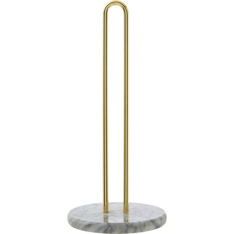 Premier Housewares White Marble / Brass Kitchen Roll Holder (1/3)