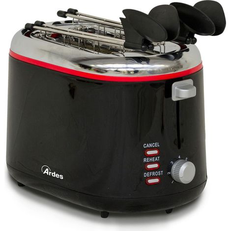 Ardes AR1T25 Tostapane 850W 2 Fette Nero e Acciaio Inox 7 Livelli di Doratura (1/5)