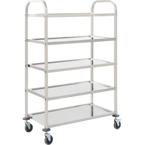 vidaXL Carrito de cocina de 5 alturas 107x55x147 cm acero inoxidable (1/5)