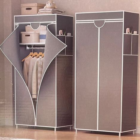 TRADE SHOP - Armadio Multifunzionale In Tessuto Struttura In Acciaio Rivestimento In Tessuto 57x44x146cm - (1/3)