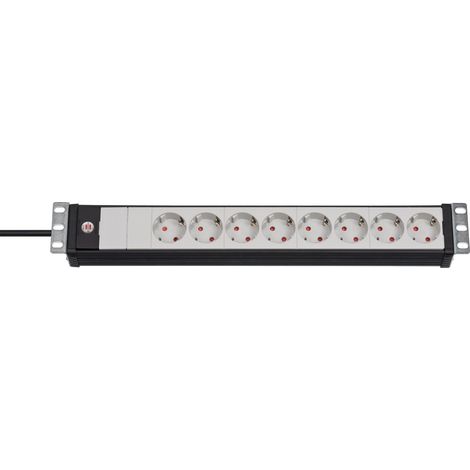 Brennenstuhl Premium-Line Bâti de prises 19" pour armoires électriques 8x noir/gris clair 3 m H05VV-F 3G1,5 format 19" - 1156057028 (1/3)