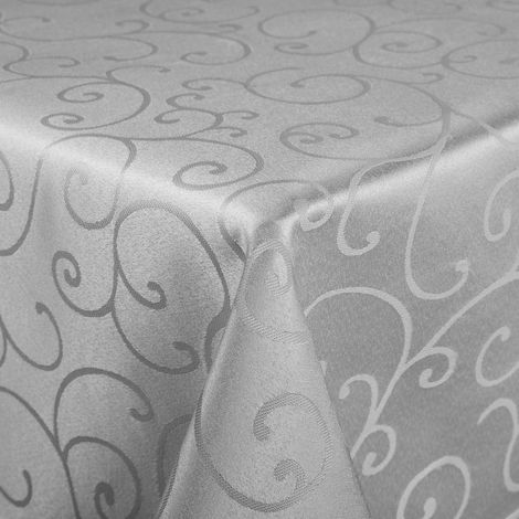 Abwaschbare Tischdecke 100x140 cm Jacquard Ornamente Grau Rechteckig