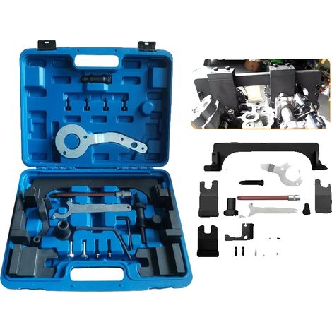 Kit de herramientas para la sincronización del motor, de acero, 30 cm x 20 cm x 10 cm, para motores B38, B48 y B58, 7 herramientas especializadas, alineación de precisión. (1/5)