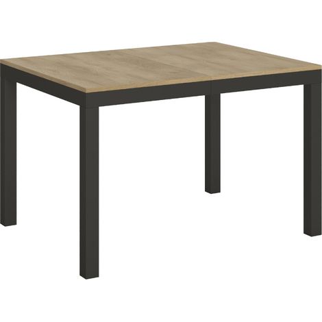 Table rectangulaire extensible 6 à 18 personnes L 130 à 390cm bois clair et métal anthracite Evy (1/5)