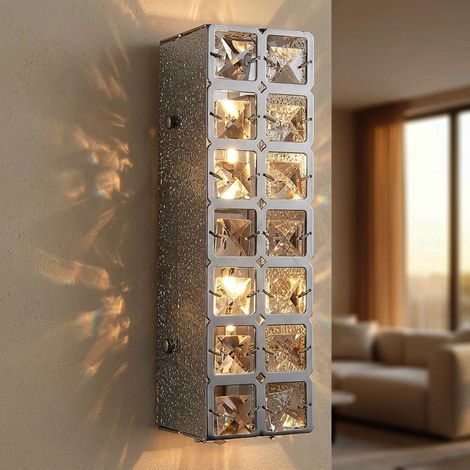 Applique murale chromée, lampe murale à cristaux, luminaire en cristal pour salon, 2 LED 5 W 400 lm, blanc chaud, L x l x H 29 x 9 x 9 cm (1/5)