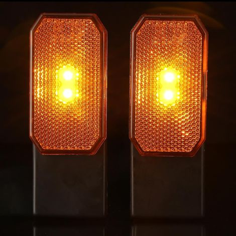 2 x Feux de Position LED 12V 24V Feu Signalisation Jaune Indicateur de Position pour Remorque Camion Caravan avec Réflecteur Fonction, Étanche (1/5)