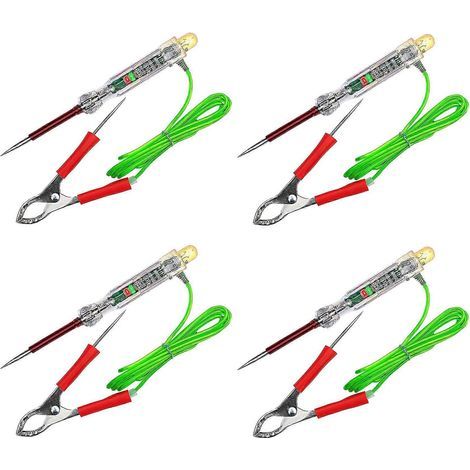 Compatible avec le testeur de circuit LED automobile 4X, lampe témoin 6-24 V, doubles sondes, câble antigel de 119 cm (47 pouces) et pinces crocodiles, pour les tests (1/5)