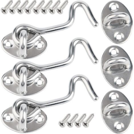 QORVA-Crochet de porte, 3 loquets, 7,5 cm, pour porte extérieure, crochet de cabine en acier inoxydable, serrure intérieure avec vis de montage, pour fenêtre, grange