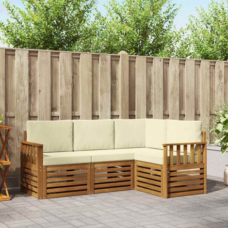 Sofagarnituren 4 pcs Natur und Creme Massivholz Akazie (1/5)