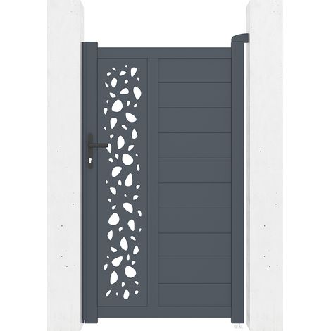 Casanoov – Portillon aluminium 100x180cm – Semi-ajouré gris anthracite – Design moderne – Installation facile en kit – Pour entrées étroites (1/5)